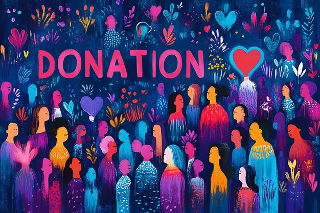 Photo a poster with a heart that says donation