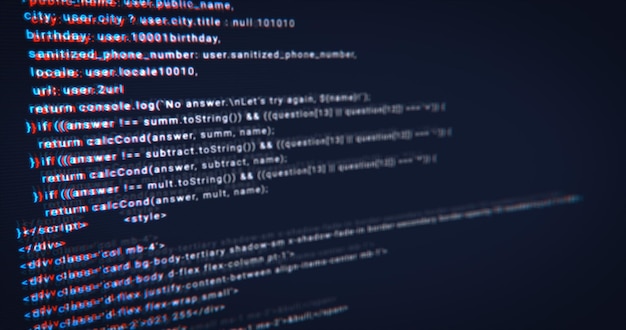 Photo the process of writing digital code by a programmer in a programming language making