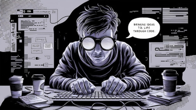 Photo programmer is coding and programming software