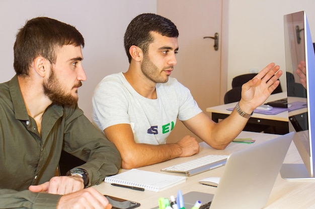 Photo programmers working with code programmer codding