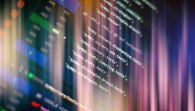 Photo programming code on computer screen software development writing program code on computer