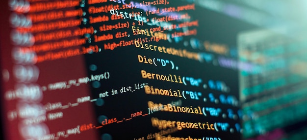 Photo programming and coding technologies developer working on web