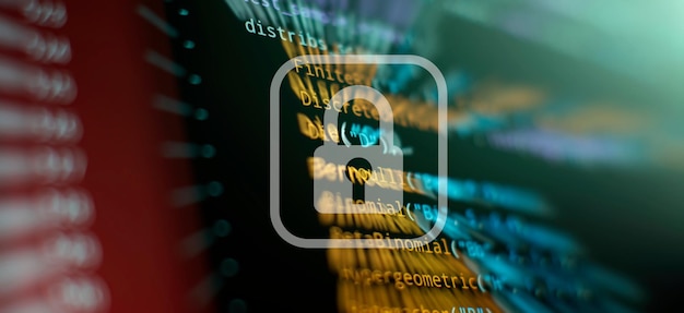 Photo programming and coding technologies developer working on web