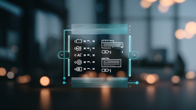 Photo programming interface and algorithm icon with copy space for coding tools visualize coding algorith