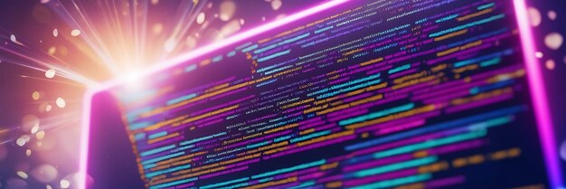 Photo programming and software development work concept of hard work of computer coding and programming