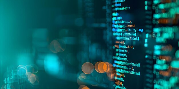 Photo programming and testing banner with code display concept programming tips testing techniques code display banner design software development