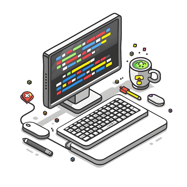 Photo a programming tools oriented interface and algorithm icon with ample copy space for visualizing codi