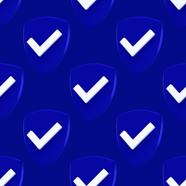 Photo protection shield seamless pattern. security check icon.