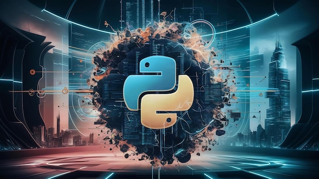 Photo python programming code abstract technology background