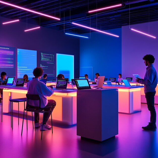 Photo quotcoding lab with dynamic lighting and advanced technologyquot
