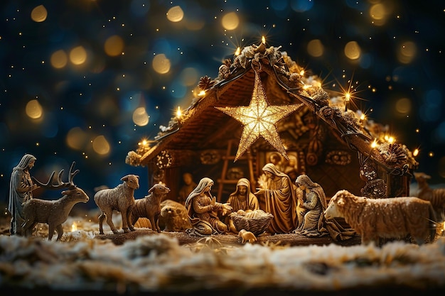 Photo radiant_christmas_star_shepherds_gathering