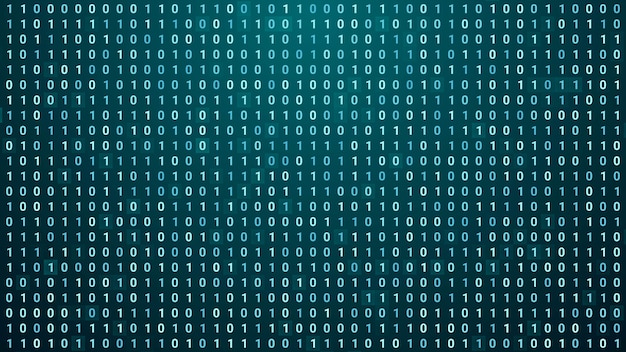 Photo random digital binary data screen background, abstract futuristic computer programing code technology illustration