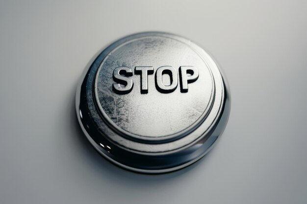 Photo red circular stop button icon