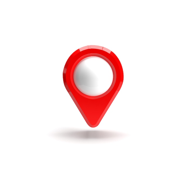 red gps pointer. red map pointer. isolated. three-dimensional rendering. 3d render illustration.