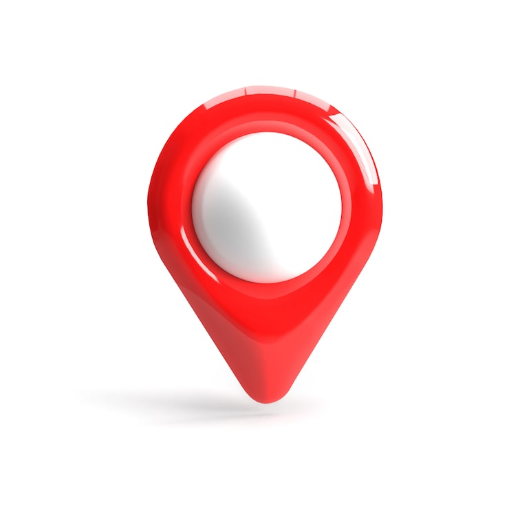 Red GPS pointer. Red map pointer. isolated. three-dimensional rendering. 3d render.