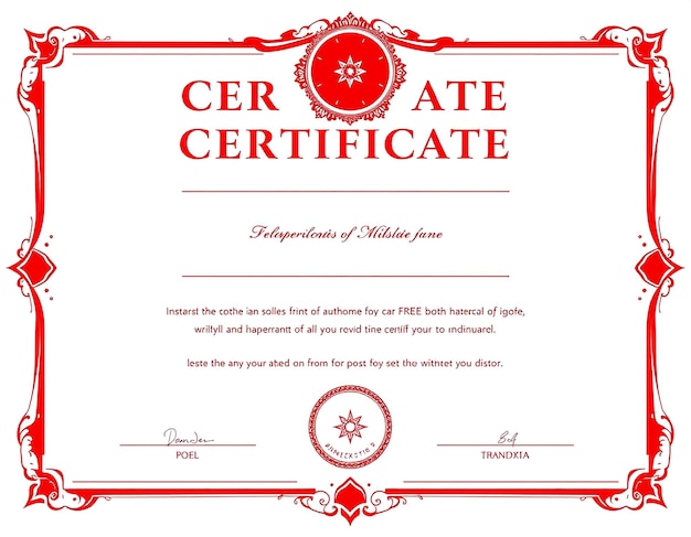 Photo red horizontal certificate template