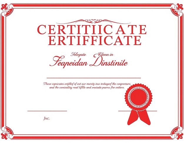 Photo red horizontal certificate template