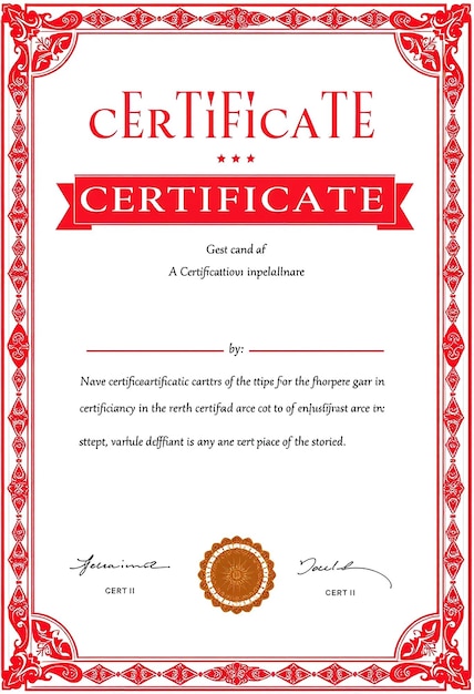 Photo red horizontal certificate template