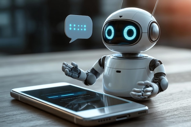 Photo robot using smartphone digital communication technology future ai