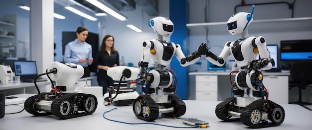 Photo robotics lab showcasing prototypes symbolizing innovation and advanced technology