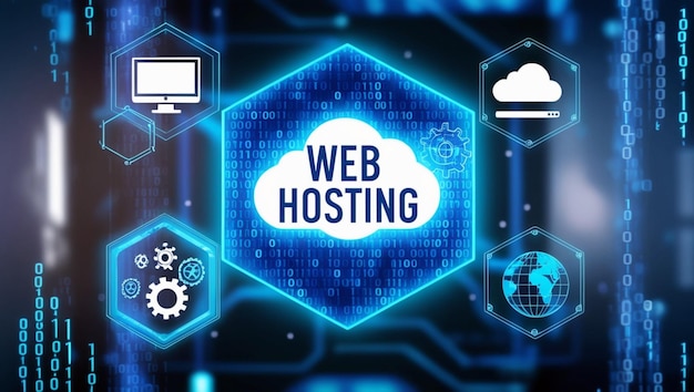 Photo a screen with webpage on it and a blue background with the words web and web