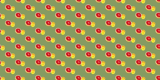 Photo seamless pattern with lemon orange and grapefruit
