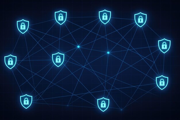 Photo secure digital network and blockchain technology concept