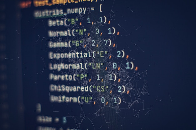 Photo server logs analysis. closeup developing programming and coding technologies. developer working on web sites codes in office.