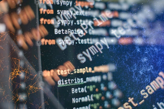 Photo server logs analysis. closeup developing programming and coding technologies. developer working on web sites codes in office.