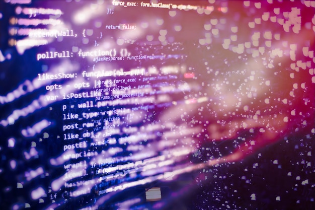 Photo server logs analysis. closeup developing programming and coding technologies. developer working on web sites codes in office.