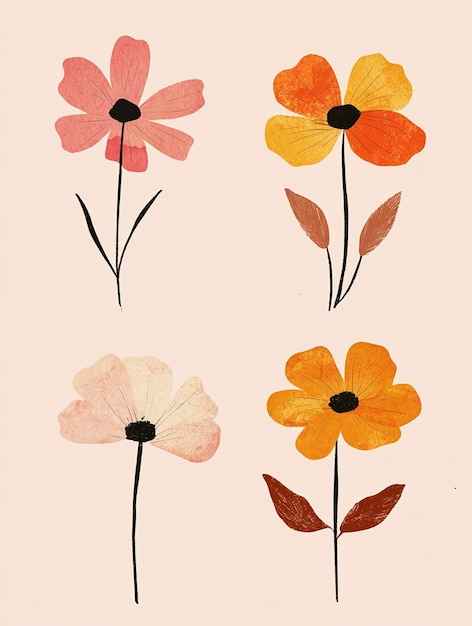 Photo simple hand drawn daisies