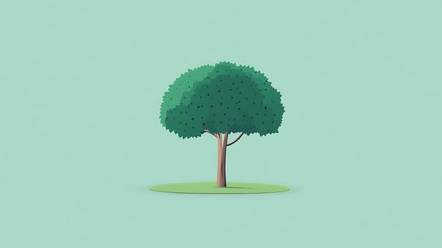 Photo a single stylized tree stands on a small green patch