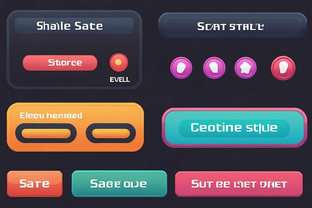 Photo soft style game ui vector set select level and level start popup button with editable text effect