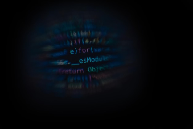 Photo software developer code abstract computer script code software developer code programming screen