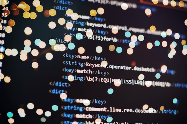 Photo software developer programming code abstract computer script code programming code screen of software developer