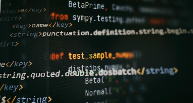 Photo software developer programming code. abstract computer script coding. programming code screen of software developer.