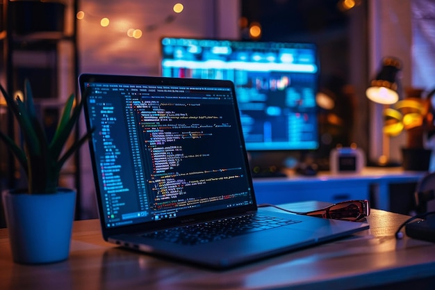 Photo software developing programming and coding technologies website design cyber space concept