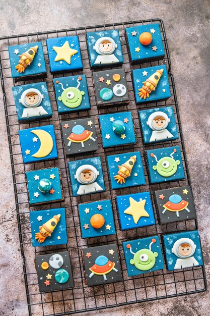 Photo space theme chocolate brownies