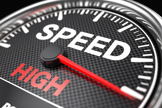 Photo speedometer indicating high speed