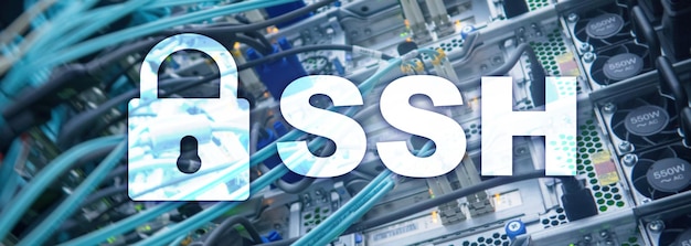 Photo ssh secure shell protocol and software data protection internet and telecommunication concept