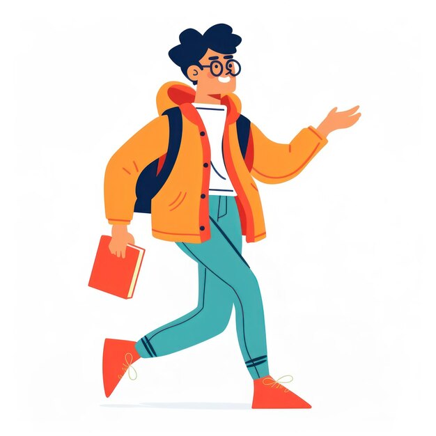 Photo student walking with book