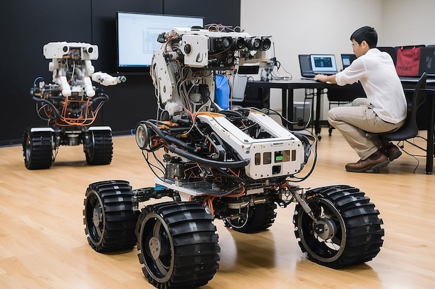 Photo students using advanced robotics for simulating space exploration missions