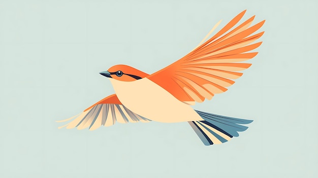 Photo a stylized orange bird in graceful flight