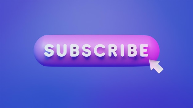 Photo subscribe button on blue background 3d rendering