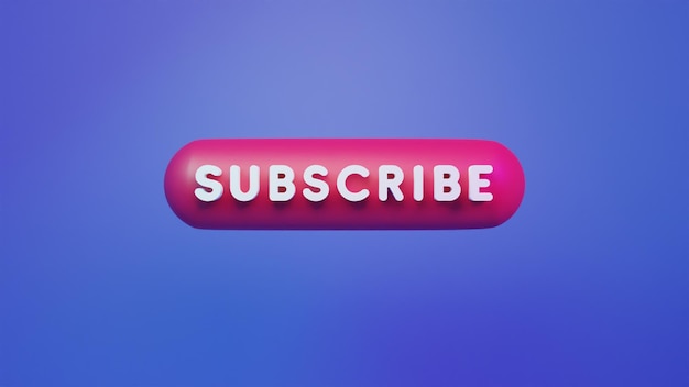 Photo subscribe button on blue background 3d rendering