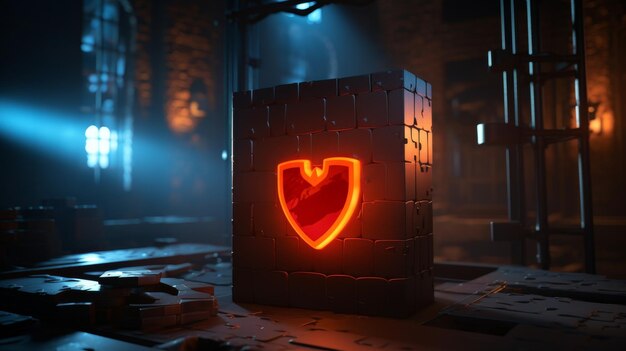 Photo symbolic rust programming shield with glowing checkmark for secure software development