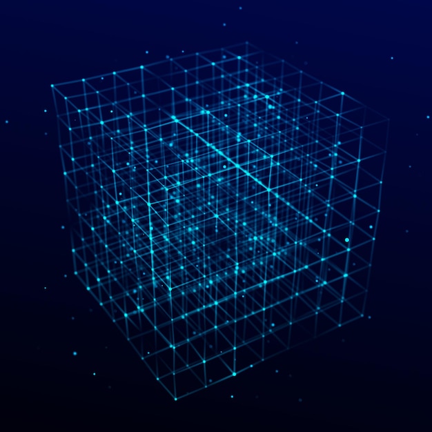 Photo technology block chain network connection big data visualization cyber security background cube consisting of block 3d rendering