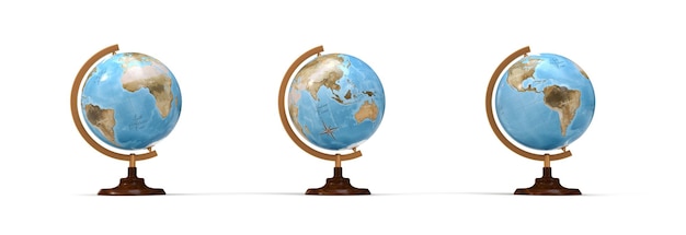 terrestrial globes white background - 3d rendering