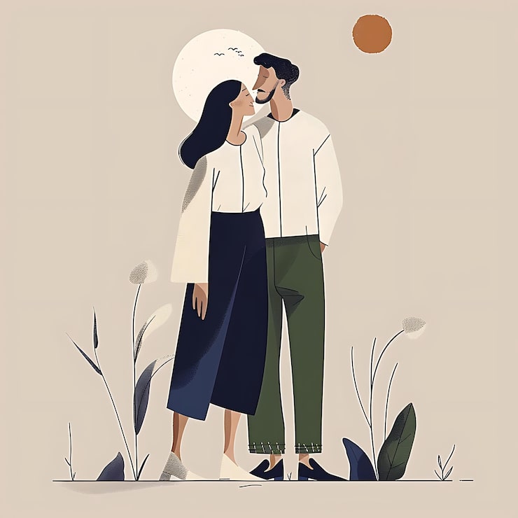 Photo there is a man and woman standing together in the grass