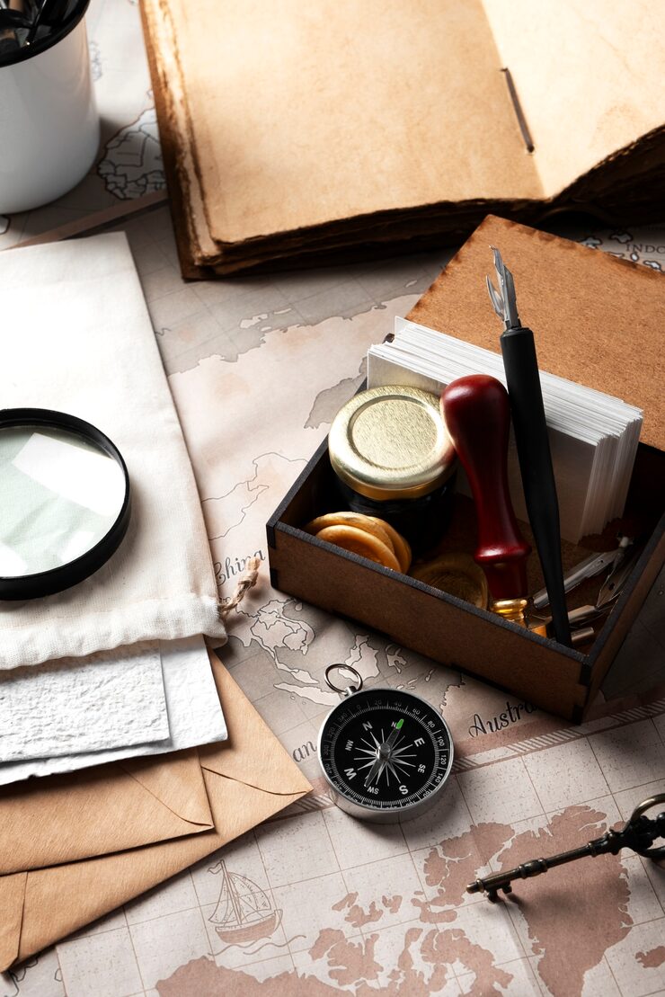 Travel objects on map background